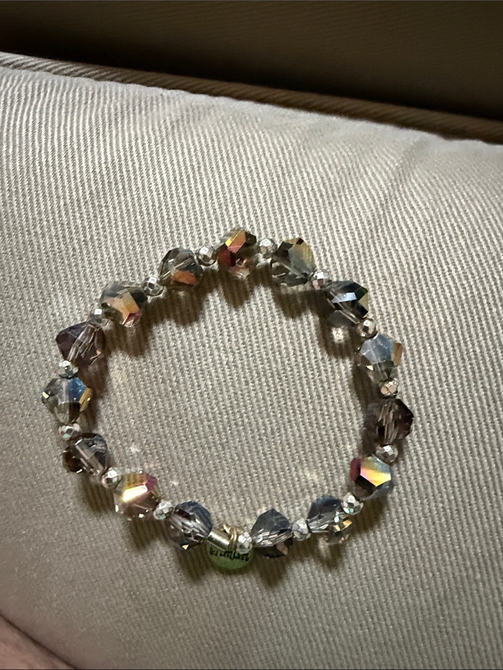 Erimish Crystal Bead Stretch Bracelet - Iridescent Clear